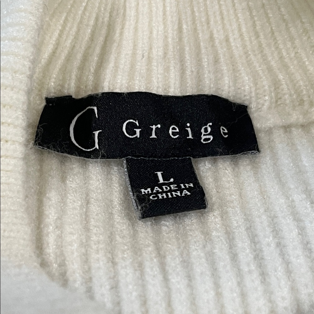 Greige Ribbed Knit Sweater Black - White Stripe, Coastal, WOMEN SIZE L - Picture 12 of 13